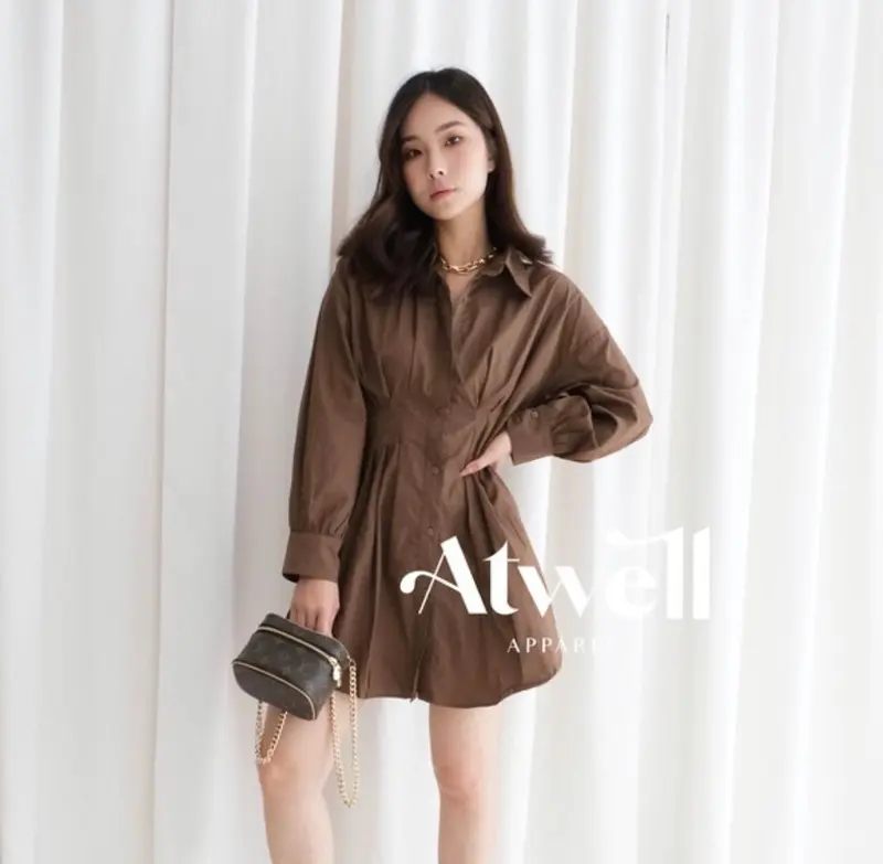 Atwell Apparel - Ava Shirt Dress - Dress Wanita Katun Midi Casual Simple 4