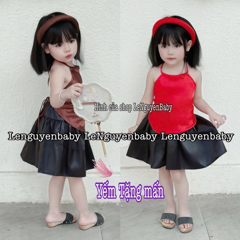 [TẶNG MẤN] Sét yếm đào vải lụa + chân váy vải tafta (7-23kg) - Sét kèm Mấn xinh cho bé gái Áo