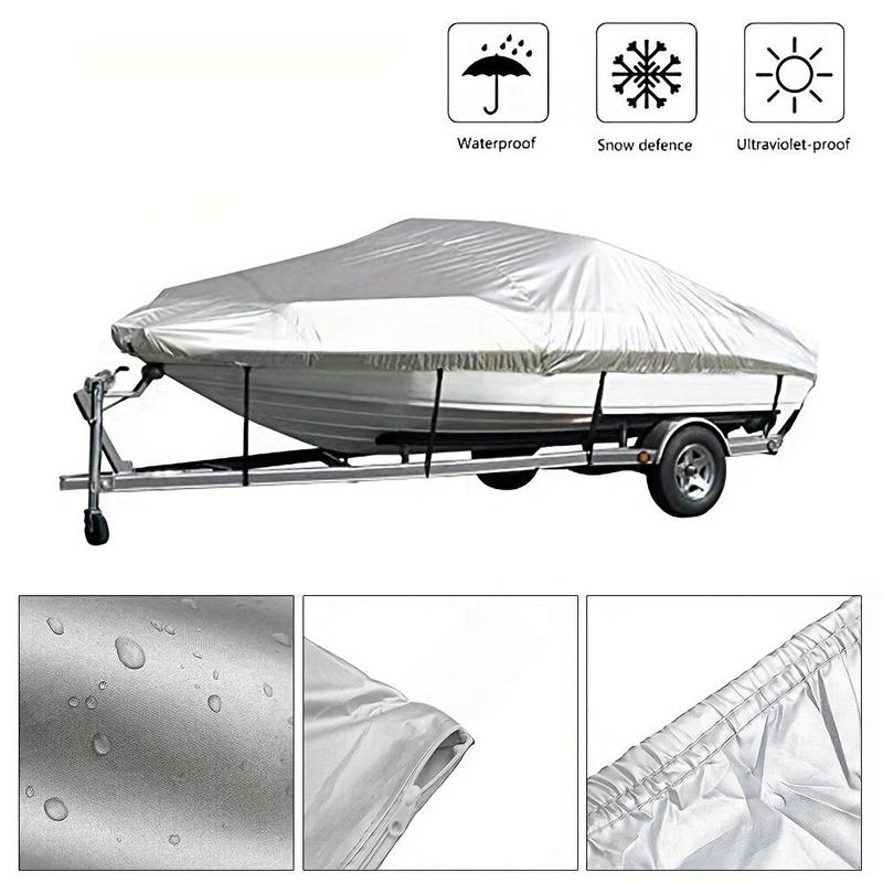 Outdoor Waterproof Sun-proof Boat Cover, 1 Count Oxford Fabric Anti-smashing Tear Proof Reflective Cover, Boat Cover for 11-22ft Boat 0