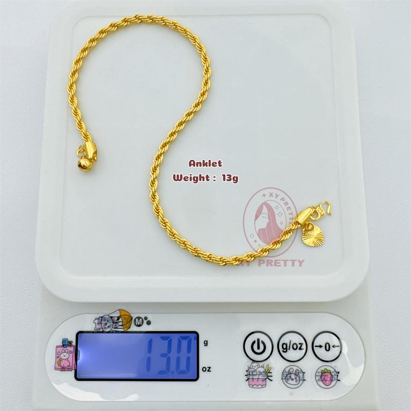 Pintal Padu Rope Necklace COP916 Length 60CM Width 0.6CM Weight 55G - FREE Bracelet and Anklet - Bracelet Length 18CM - Ankle Chain Length 27CM - Gold plated jewelry - Durable - Hypoallergenic - XYPRETTY 9