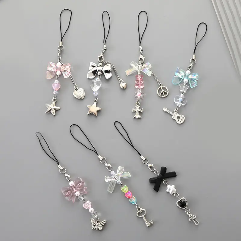 Mặt Dây Chuyền dây chuyền Chìa Khóa Nơ Quyến Rũ Điện Thoại, Thiết Kế Sáng Tạo, Đồ Trang Trí Túi Kawaii, Dành Cho Phụ Nữ Và Trẻ Em Gái, Dây Đeo Đính Cườm Tinh Tế Dây Đeo, Móc Chìa Khóa Dây Đeo, Tuyệt Vời Làm Quà Tặng Kem Phone