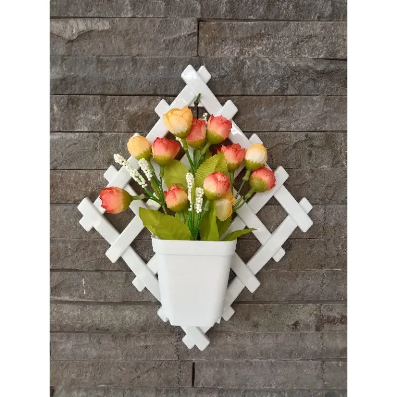 Bunga Tempel Dinding Mawar Kuncup Artificial set Pot berkualitas harga promo 2
