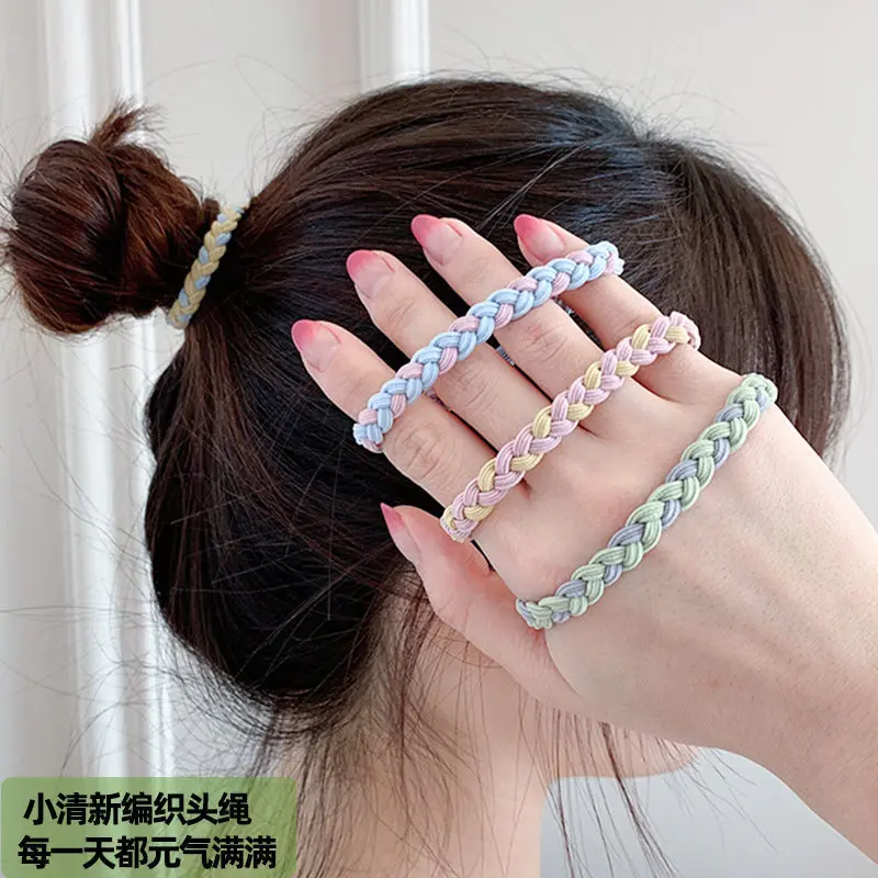 Băng Đô Đơn Giản, Phong Cách Nhật Bản Và Hàn Quốc, Kiểu Xoắn Bột Tươi, Dây Buộc Tóc Dệt Đàn Hồi, Phụ Kiện Tóc, Dây Buộc Tóc Co Giãn, Scrunchies Nữ Titan Thun Chun Women