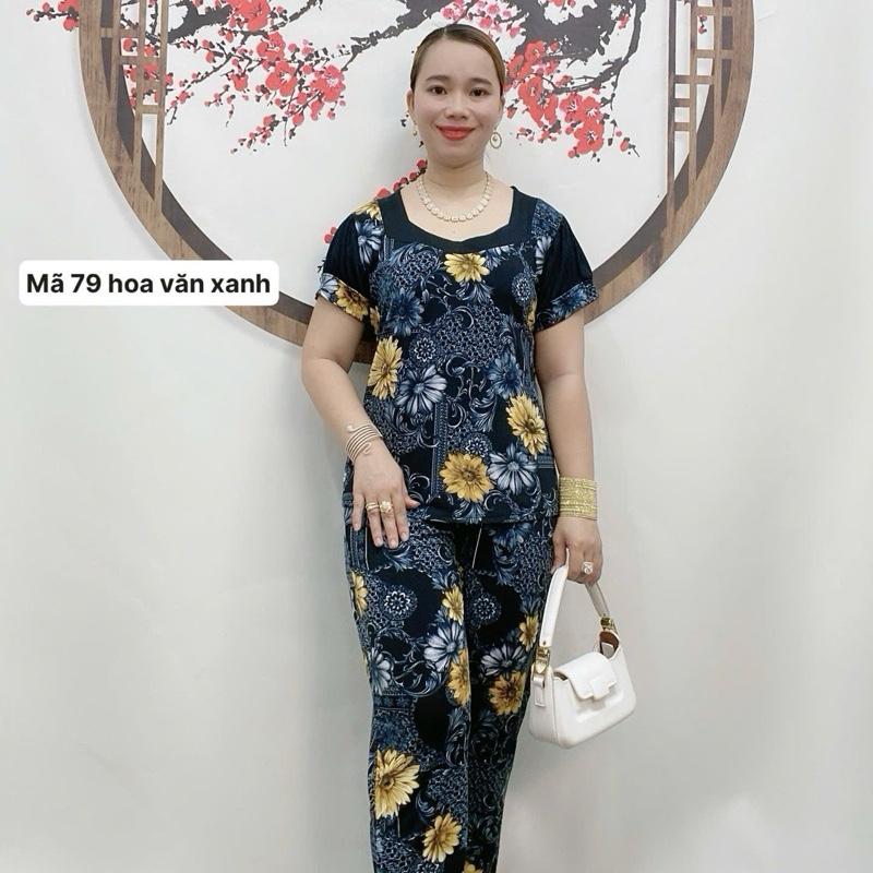 Mã 79. Đồ bộ trung niên thời trang big size 45kg - 100kg chất vải mềm mịn mát thấm hút mồ hôi cho nữ - Women dobo tay.