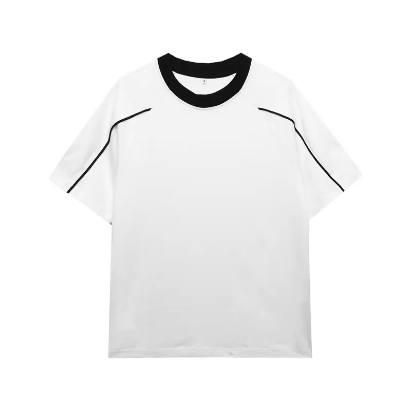 Áo thun unisex phối viền 5 màu chất vải cotton 2 chiều dày dặn ATPD82 Menswear Nam Top Cổ Tròn Voi Màu Đen Màu Nâu 1