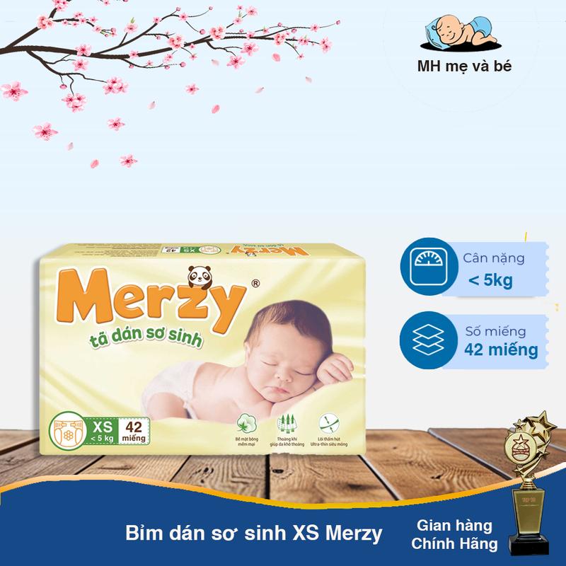  Bỉm dán sơ sinh Merzy XS gói 42 miếng Cho Bé Voi 