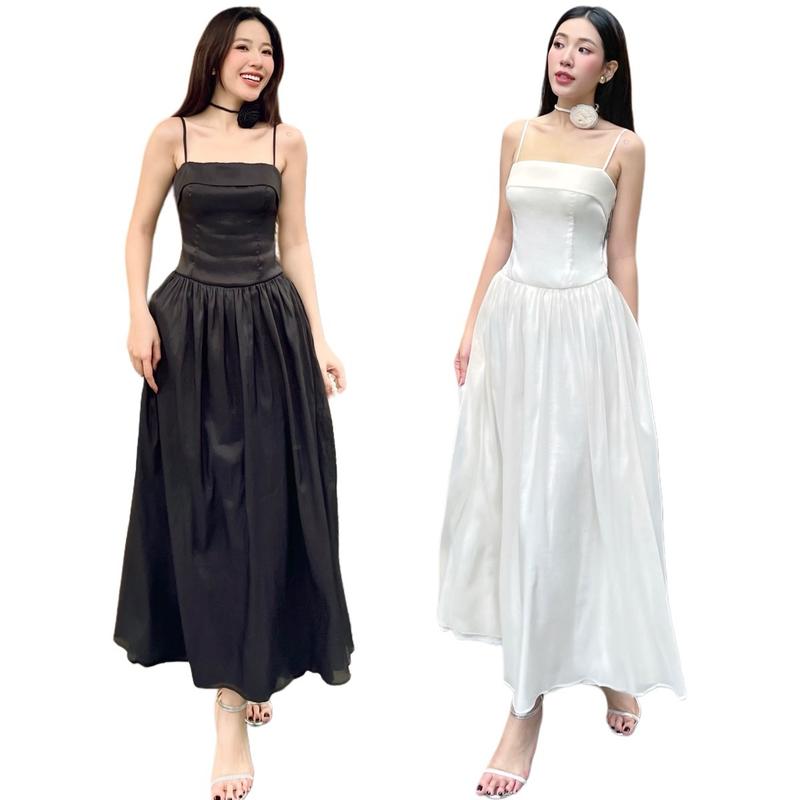 [CÓ BIGSIZE] Đầm dự tiệc H84 cúp ngực 2s (CÓ MÚT NGỰC) voan tơ mềm mại KÈM HOA CỔ dáng maxi phù hợp đi ăn cưới, tiệc tùng sang chảnh Kem Nữ Women Dress