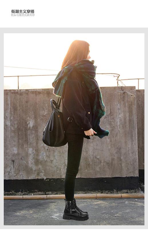 Product Introduction of New Martin Boots 2024 New Female Student Korean Winter Thick Bottom Fleece-Lined Warm British Style Western Style Female Comfortable 8