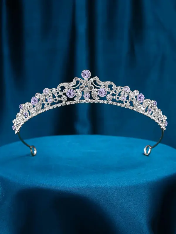 Rhinestone Decorated Crown Tiara, Elegant Bridal Headwear for Wedding Bridal Party Formal Occasions, Fashion Hair Accessories for Women 5