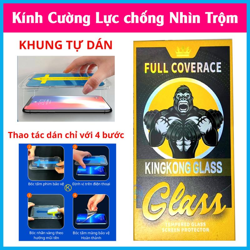 Kính Cường lực chống nhìn trộm KINGKONG có khung tự dán full màn hình, dùng cho các dòng máy Ai-phôn - XỊN XÒ Store