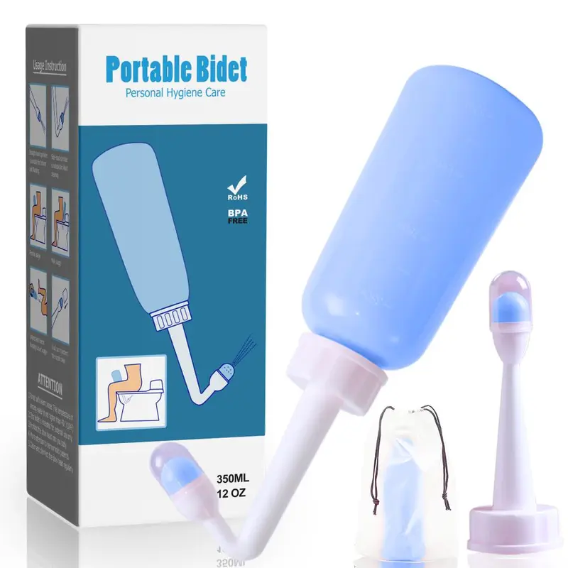 Portable Bidet Toilet Sprayer Cleaning Products for Bathroom Accessories, Peri Bottle for Postpartum Care, 350ML/12Oz Perineal Bottle Postpartum Essentials Upside Down Peri Bottle, Bidet Parts, Holiday Essentials, Travel Bidet with Nozzles & 1 Travel Bag 3