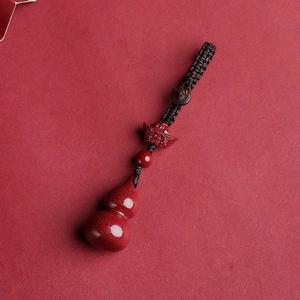 Loket Labu Cinnabar, Pasir Emas Ungu, Labu Jongkong Pepejal, Rantai Kunci, Labu Cinnabar, Rantai Telefon Charms Jewelry