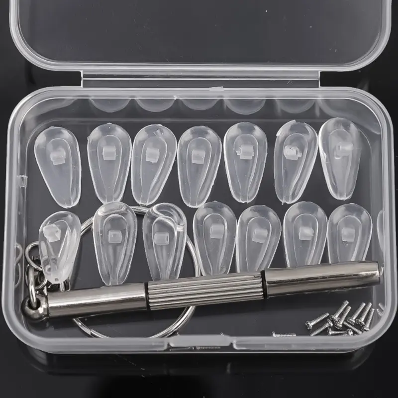 Bộ Đệm Mũi Đai Ốc Vít, 20 Cái, Dụng Cụ Phục Hồi Phụ Kiện Kính Mắt, Đệm Mũi Silicon, Bao Gồm Tuốc Nơ Vít, Cầm Tay, Chống Trượt, Bộ Phục Hồi Quang Học, Thích Hợp Cho Kính 1