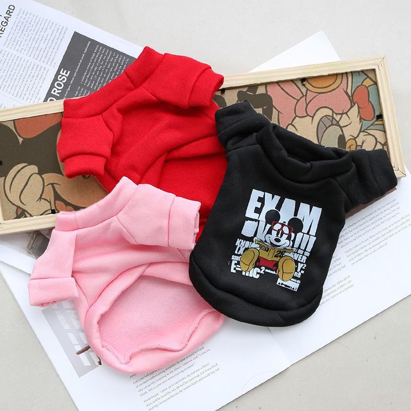 LINPET-In Stock Autumn and Winter Pet Clothes Cartoon Mickey round Neck Sweater Fleece-lined Cat for Common Dogs Clothes Small Dog 3