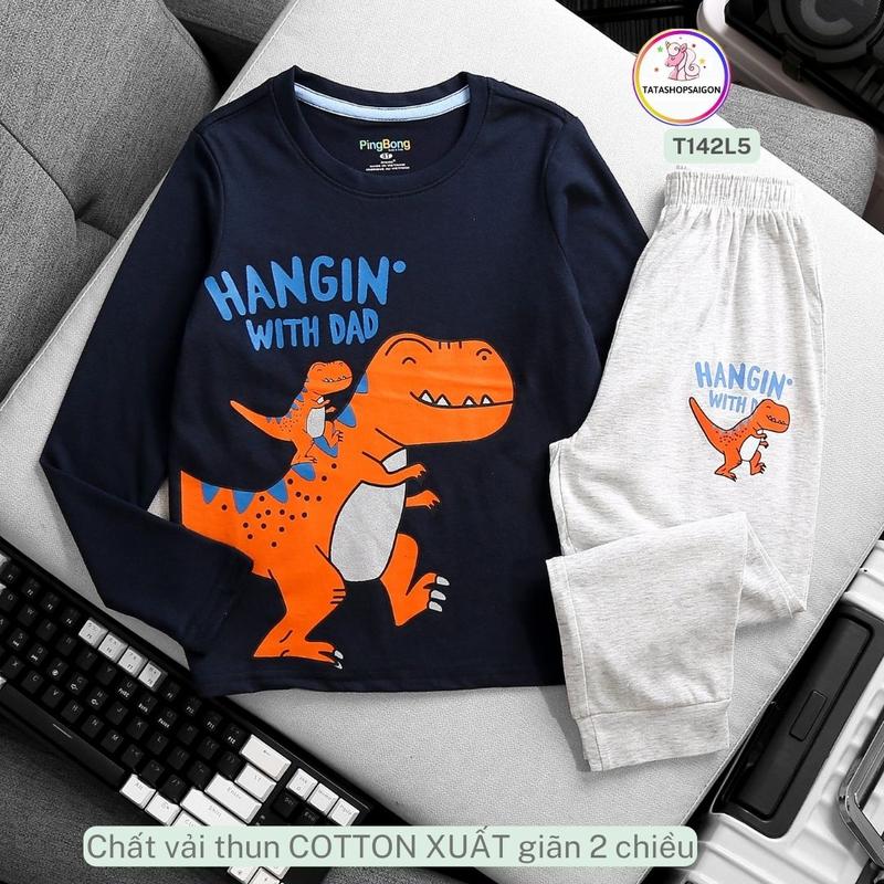 Đồ bộ cho bé trai dài tay thun cotton xuất từ 13 đến 40kg T142