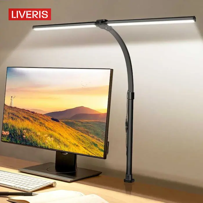 Lampu LED Meja Baca Monitor PC Double Head Lamp Adjustable 24W 5 Color
