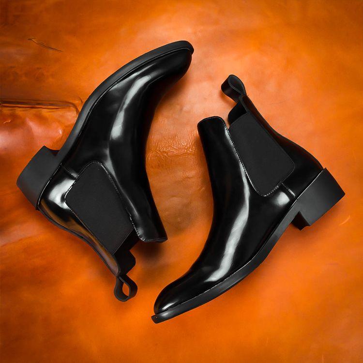 Giày Chelsea Boots da nhám da bóng Tâm Đức Giày bốt nam cao cổ mũi nhọn da Pu êm mềm tăng 3cm chiều cao giày tây nam hot trend