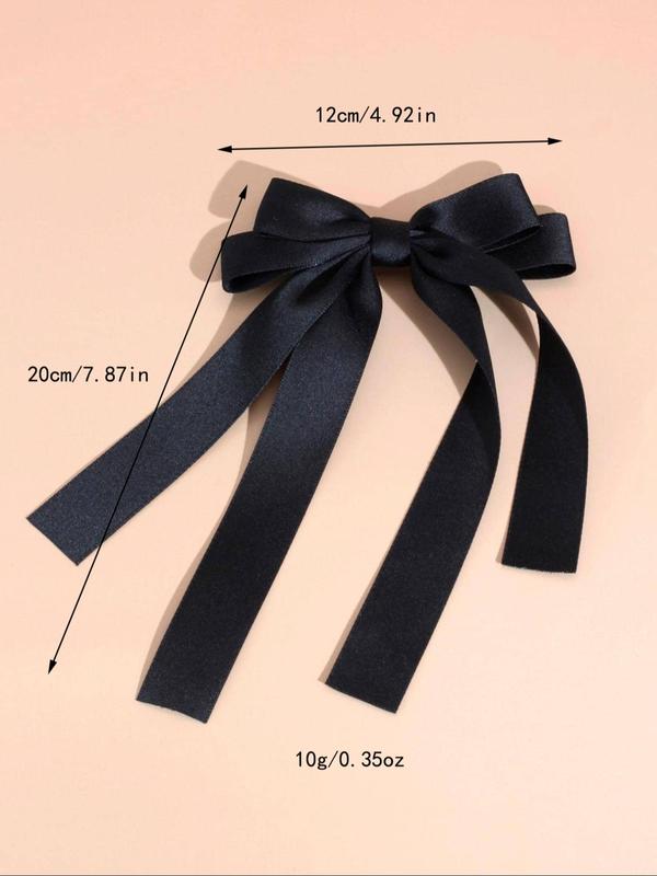 Elegant Double Layered Bow Design Hair Clip, Solid Color Long Tail French Hair Clap, Fashionable Hair Accessories for Women & Girls, Barrettes 4