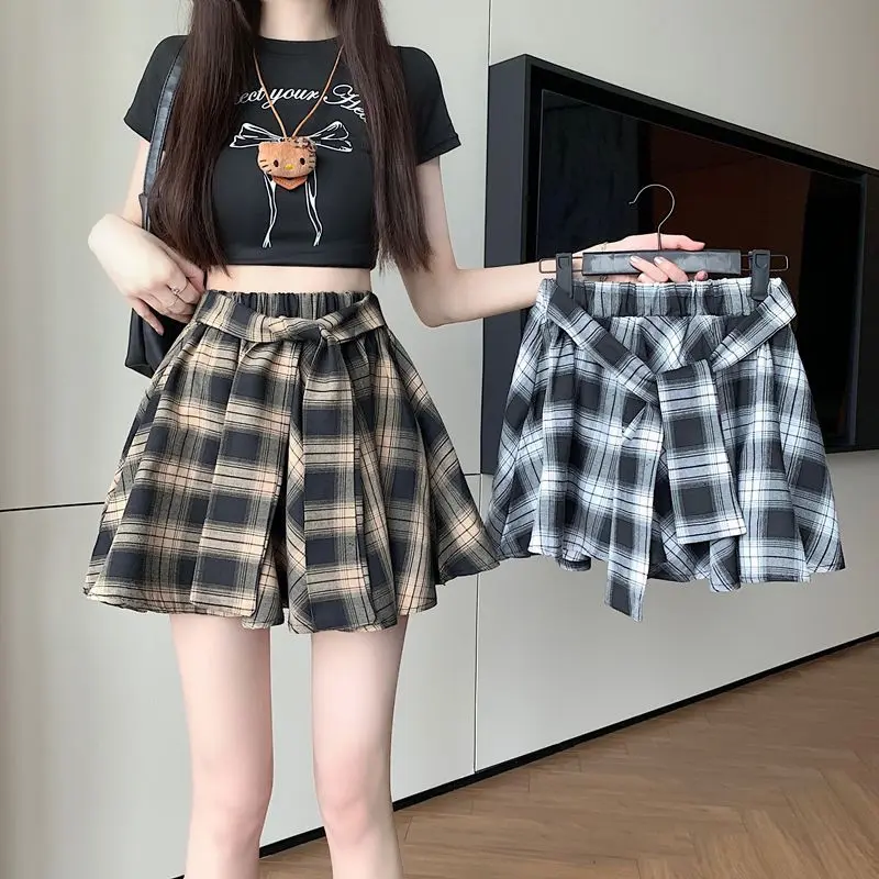 Chân Váy Chữ A Kẻ Sọc, Phong Cách Cổ Điển Cao Cấp, Dành Cho Nữ, Cạp Cao, Có Thắt Lưng Buộc Dây, Cỡ Nhỏ Nhắn, Dễ Phối Đồ, Bó Sát, Chân Váy Ngắn Women Khuy