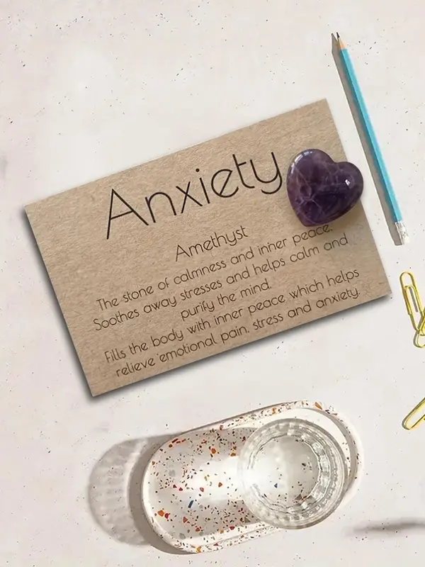 Summer 2024 Heart Shaped Amethyst, Pocket Hugging Stone, Anxiety Relief Stone, Stress Relief Fidget Accessories, Diy Jewelry Accessories, Handmade Gifts for Women & Men, As Girls Birthday Gift 3