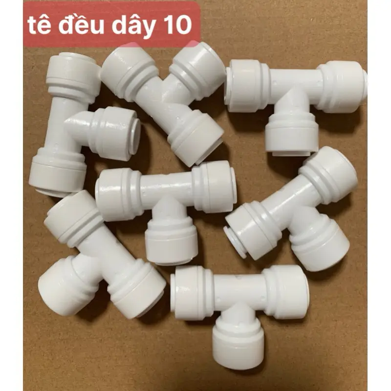 T cân 3 đầu phi 6mm - 10mm nối nhanh, tê đều nối nhanh phi 6 & 10 cút máy lọc nước 0