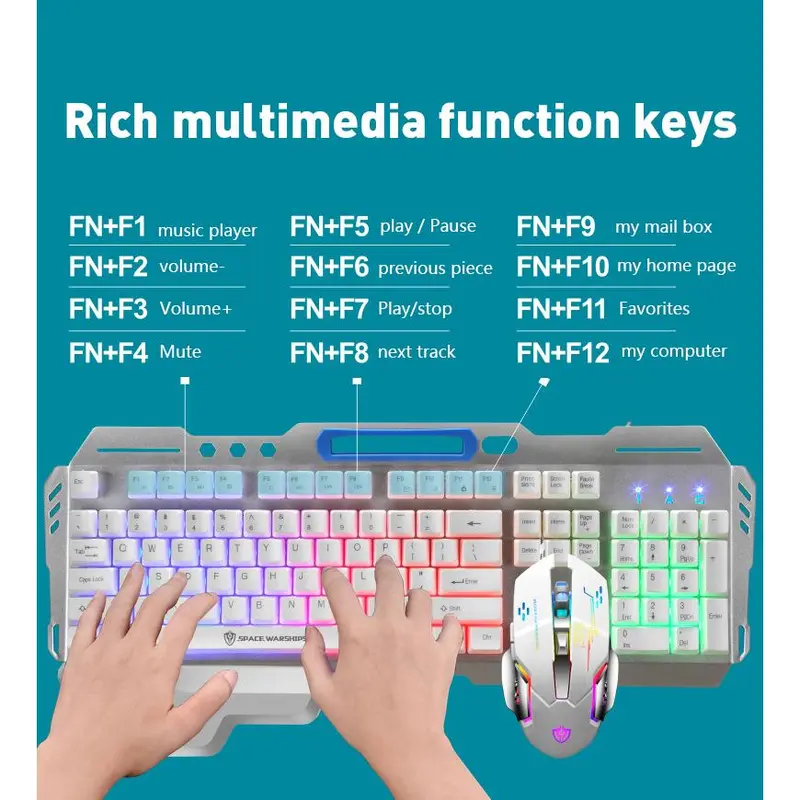 Bàn phím chơi game cơ học, GK70, 104 phím, đèn nền LED đầy màu sắc, tương thích với G700 2