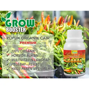 Grow Booster Pupuk Organik Cair Premium Cabai 100ml - 100% Organik, Kalium, Bunga, Daun, Hormon Auksin, Multivitamin, Pelebat, Hasil Panen Melimpah Tanaman
