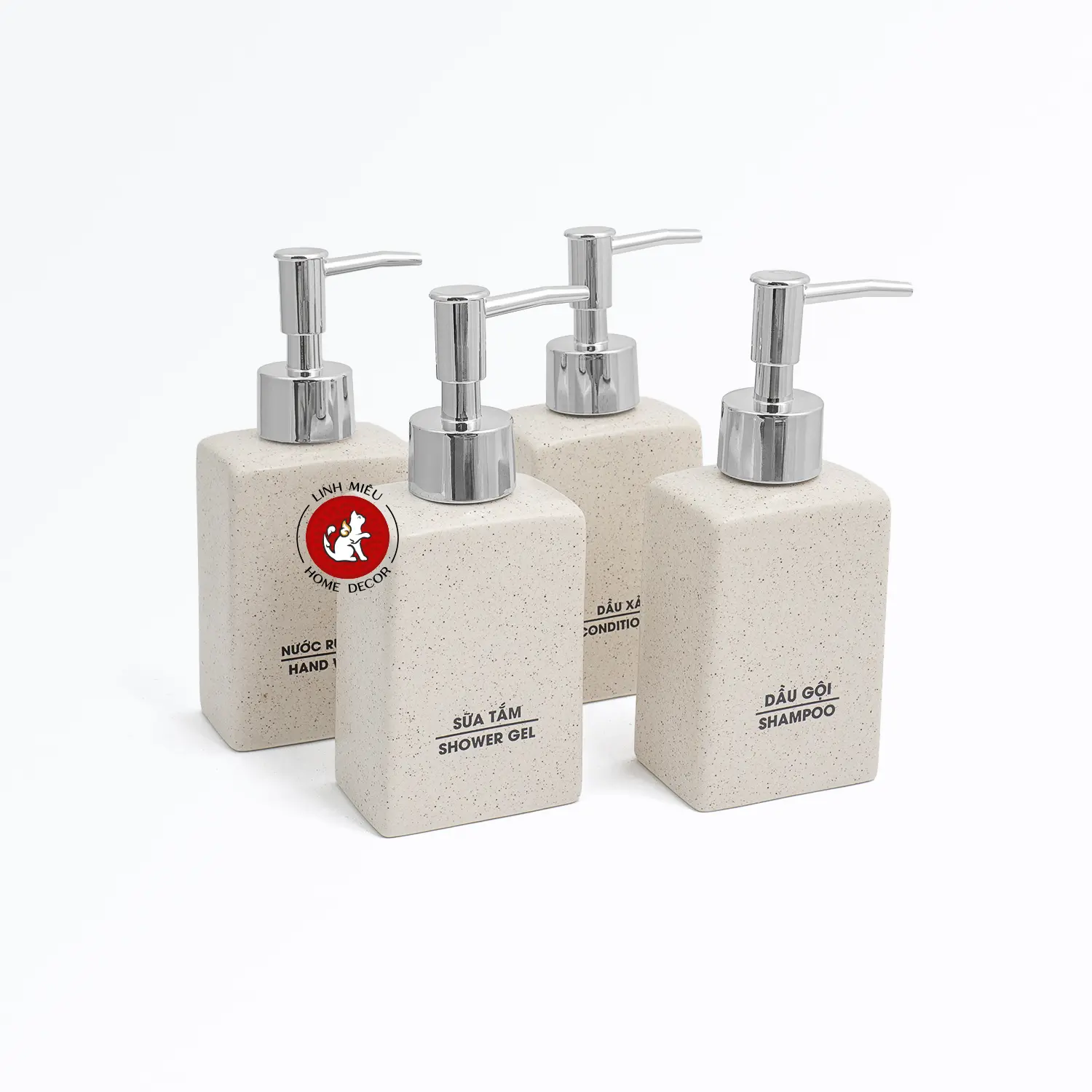 (210ml) Bình sứ chữ nhật đựng nước rửa tay, dầu gội, sữa tắm cho nhà tắm sang trọng (nhiều màu)