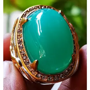 Batu Akik Bacan Palamea China - Ring Alpaka Super Mewah - Dimensi 28x18x10 mm - Top Quality - Jade Cincin Titanium pria keren