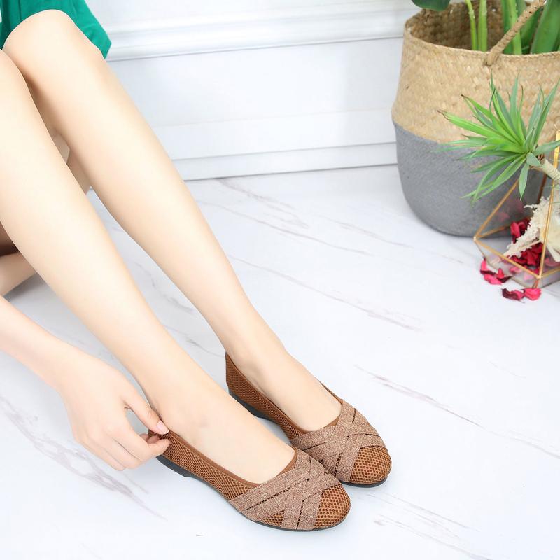Giày Lưới Thoáng Khí, Phong Cách Mùa Hè, Dành Cho Phụ Nữ, Đế Mềm, Chống Trượt, Giày Một Lớp, Thiết Kế khoét lỗ Thích Hợp Cho Phụ Nữ Mang Thai Và Đế Làm Việc, Giày Cho Mẹ 3
