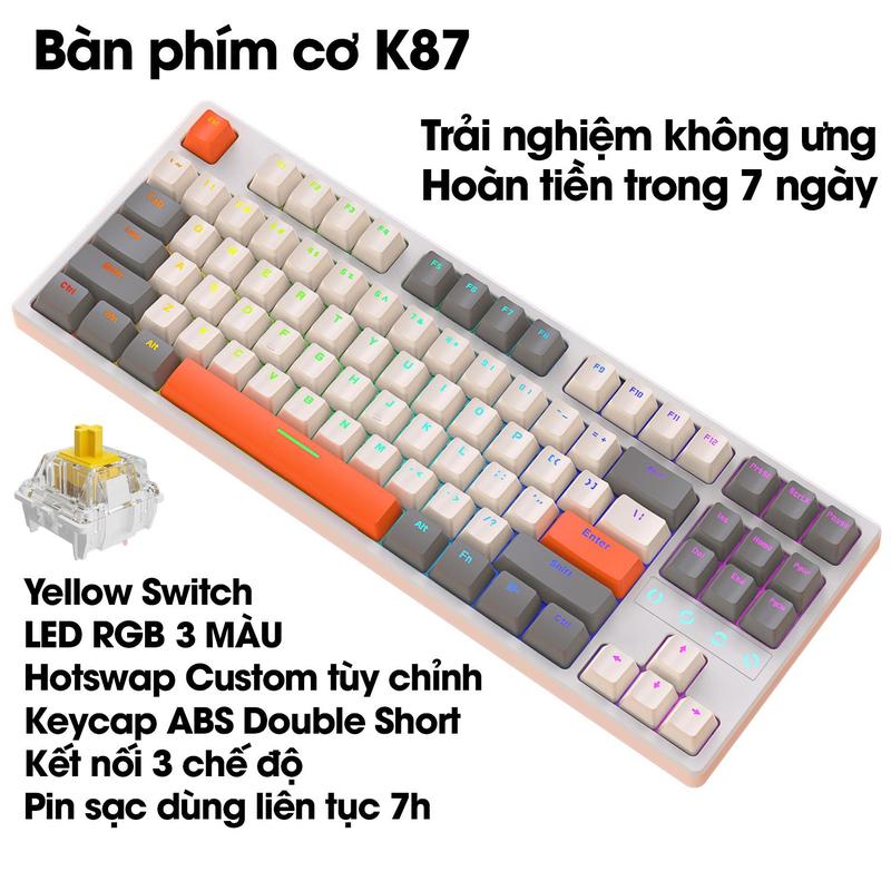 Bàn phím cơ K87 Ziyou - Hotswap - LED RGB - Red swtich - Kết nối không dây 3 chế độ - Foam tiêu âm