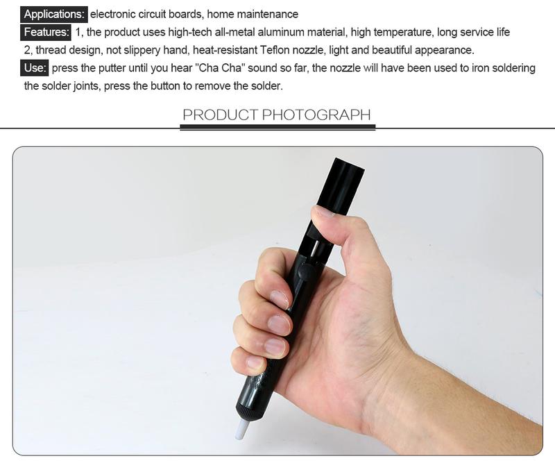 Product Introduction of BST-018/108 Metal Desoldering Pump Suction Tin Gun Soldering Sucker Pen Removal Vacuum Soldering Iron Desolder Tools Hot Sell 7