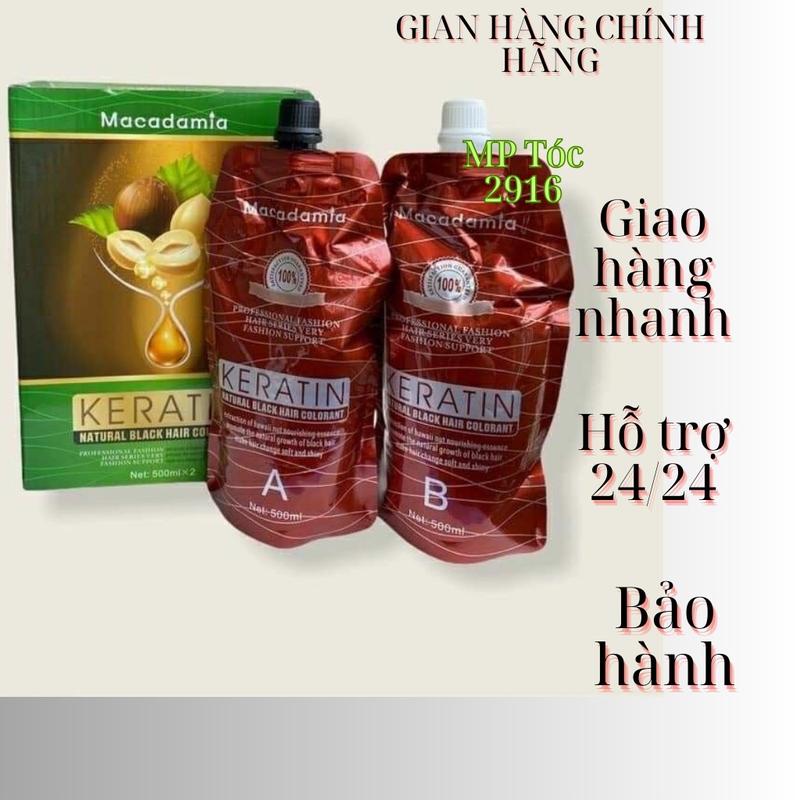 Thuốc nhuộm đen tóc MACADAMIA, nhuộm nâu tóc , nhuộm phủ bạc macadamia không dính da đầu cặp 500ml chuyên sỉ Nhuộm Tóc Đổi Màu Tóc , nhuộm tóc nam nữ ( women )