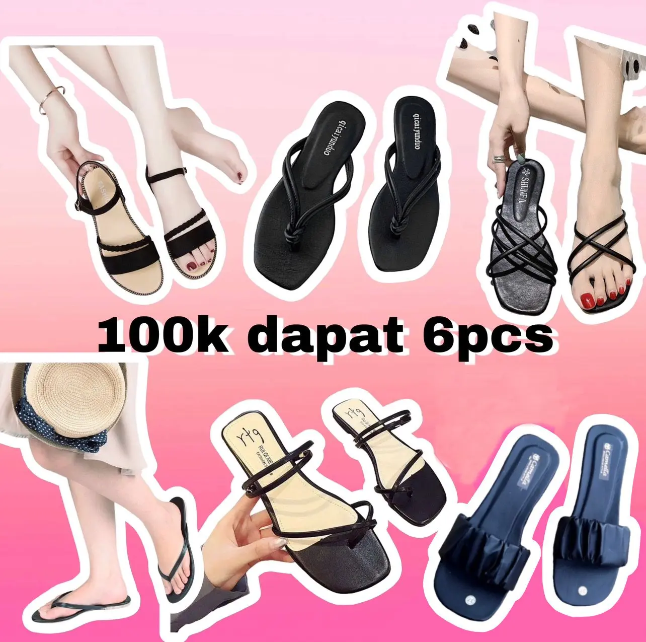 PAKET SANDAL TEPLEK 100RB DAPAT 6 SANDAL