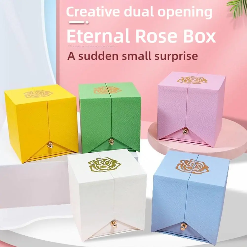 Eternal Soap Flower Box Rose Gift Box Ring Necklace Storage Box Creative Double Open Eternal Rose Box
