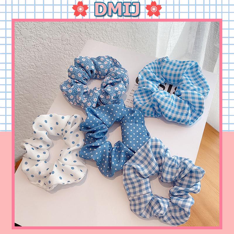 Cột tóc vải scrunchies xanh thiên thanh dây buộc tóc scrunchies nhiều mẫu