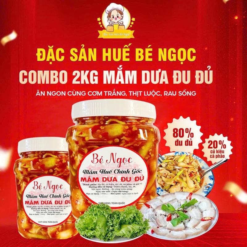 Combo 2kg Mắm Dưa Đu Đủ Bé Ngọc - Món ăn đặc trưng miền Trung 80% đu đủ