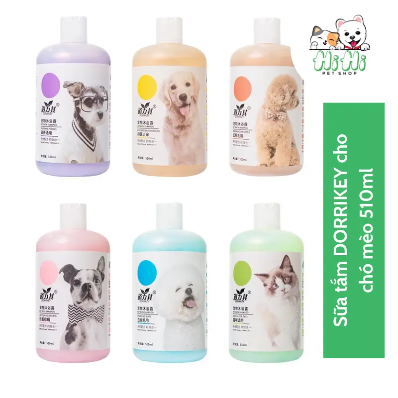 Combo dụng cụ tắm và sữa tắm Dorrikey 510ml cho chó mèo 1