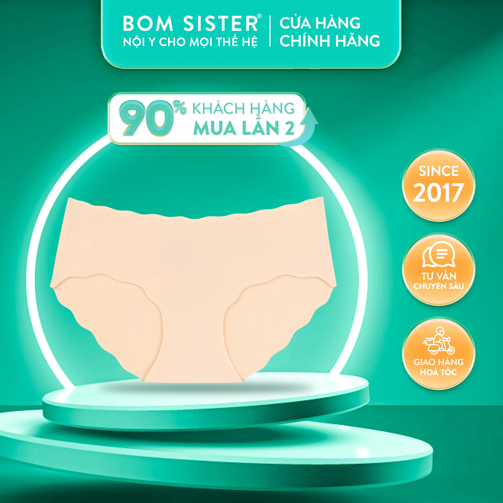 BOM Sister x Ngọc Trinh - Quần lót nữ không viền su đúc màu trơn, đáy cotton tone màu mùa hè tươi mát BOM SISTER MUQ2202