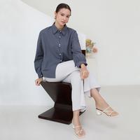 Gambar Atasan Wanita Sadana Top – Blouse Lengan Panjang Abu Cotton Linen Premium - Abu Tua (LXL) dari Nayara Outfit Kota Bandung 5 Tokopedia