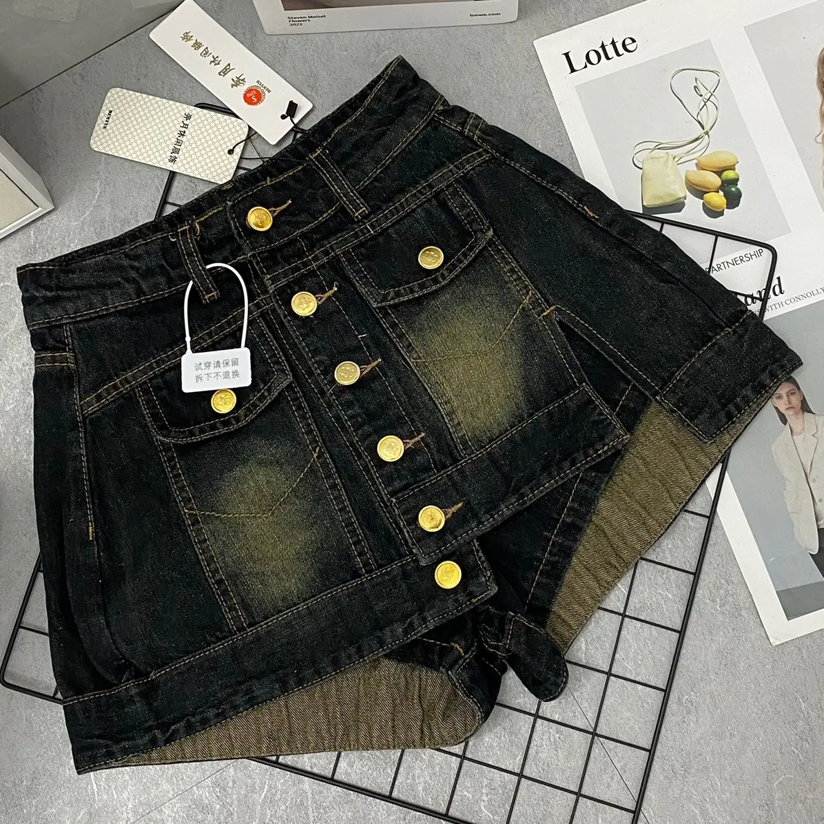 sooc giả váy jeans có lót quần jeans đóng cúc