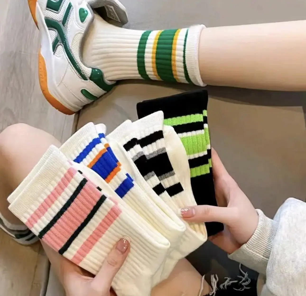 Sét 5- 10 đôi Tất cổ cao, vớ thể thao cotton nam nữ Sport