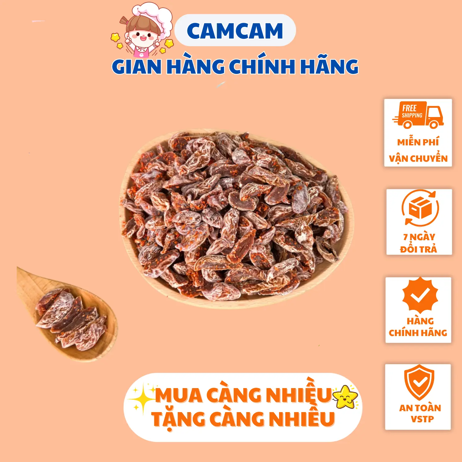 Ô Mai Xí Muội Đào Cay Đặc Biệt CamCam 100gr Mix 3 Vị Chua Cay Ngọt
