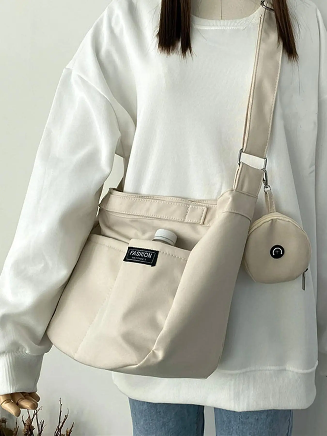 Women's Solid Color Large Capacity Crossbody Bag, Fashionable Casual Versatile Shoulder Bag for Daily Used, Trendy All-match Commuter Bag