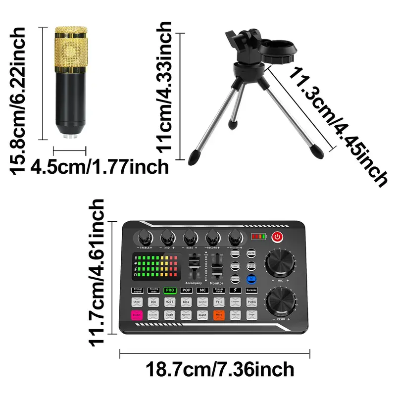 Professional Audio Mixer Kit, Live Sound Card with Stunning DJ Mixer Effects and Voice Changer for Karaoke, Live Streaming, Recording, and Gaming, Smartphone 1