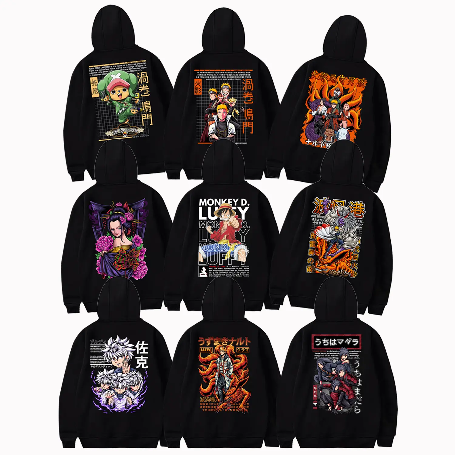 Hoodie Naruto Uzumaki Minato Namikaze Naruto 7 Team Madara Uchiha Hoodie Onepiece Luffy Monkey Nico Robin Tony Tony Chopper Hoodie Hunter x Hunter Killua Zoldyck Hoodie Anime Manga THANKS MOTHER