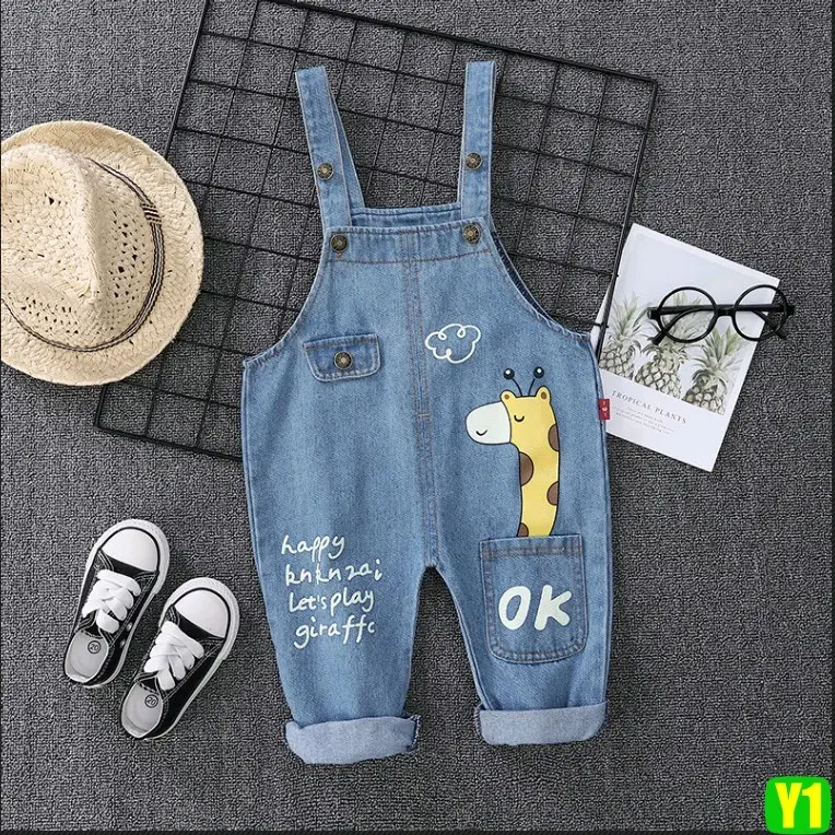 Quần yếm jean lửng hàn quốc kèm áo cho bé trai bé gái 6_18kg bososinh 6