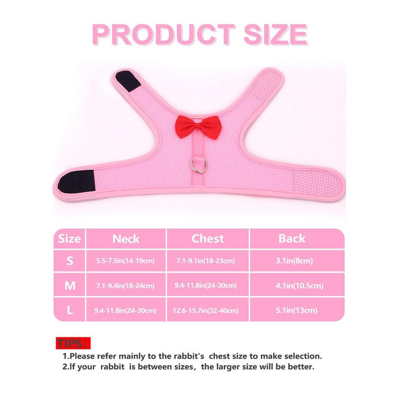 Bow Design Rabbit Harness With Leash, Adjustable Breathable Rabbit Harness, Pet Supplies For Indoor and Outdoor Walking, Small Animal Supplies 8