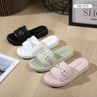 Gambar OCTAVIA Sandal Slide Slip On Wedges Soft Tweed Wanita #OC-513 (FREE BOX) - Black, 36 = 23 cm dari Octavia Shoes Kab. Tangerang 4 Tokopedia