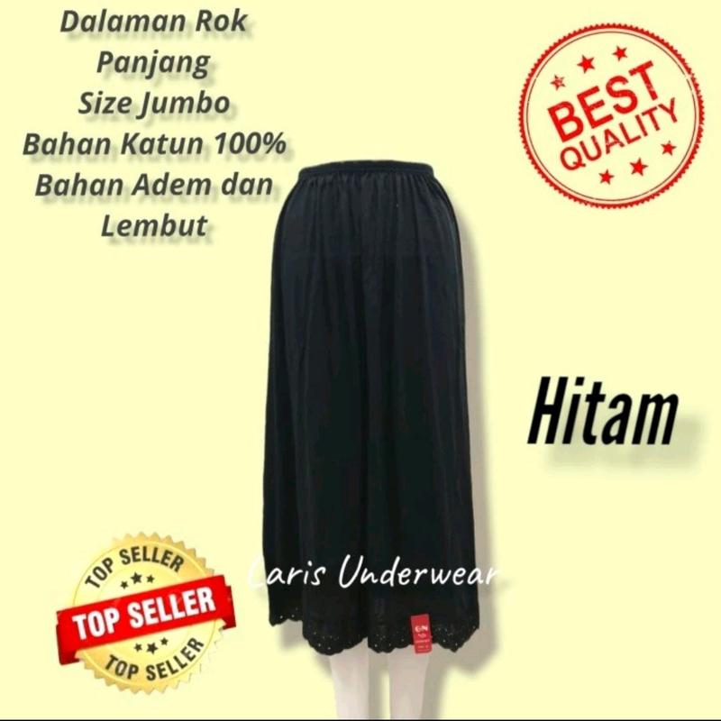 Dalaman Rok Panjang Gamis/Dalaman Rok Panjang Katun Jumbo/Rok Dalaman Gamis Panjang/Fit to XXXL Hitam Muslim 1
